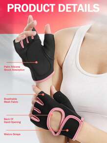 EIGIIS زوج من قفازات التمرين للنساء مانعة للانزلاق لرفع الأثقال مع امتصاص الصدمات، قفازات رياضية بقبضة ممتازة لحماية اليد للتمارين الرياضية مثل رفع الأثقال، الدراجات، السحب، التسلق