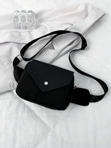 纯色尼龙材质百搭简约腰包，跑步运动斜挎胸包，多功能时尚女士迷你胸包手机袋