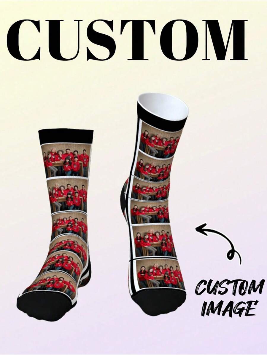 1 par de calcetines personalizados con fotografías familiares de personajes creativos - Multicolor - Ver 1