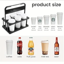 1pc Foldable Plastic Beverage Tray With 6 Bottle Holders And Cup Compartments - Space Saving Portable Design, Suitable For Bar, Party, Outdoor Activities And Kitchen Storage, Bar Accessories | Portable Drink Carrier | Lightweight Drink Holder