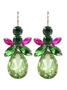 Elegant Geometric Rhinestone Drop Earrings, Stainless Steel Post, Copper Base, Sexy Clip-On Dangle Earrings For Women, Party And Banquet Accessory, All-Season Fashion Jewelry - Style 1 - View 1