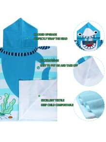 1PC Kids Beach Towel For Boys Girls, Mermaid Hooded Bath Towel Wrap, Toddler Pool Towel With Hood For 3-6 Years Old