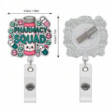 1 件闪光亚克力伸缩护士徽章 1 件有点乱，但我尽力了护士徽章身份证办公室职员护士伸缩身份证夹工作医疗徽章夹闪亮护士闪光徽章卷