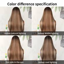 亮点渐变色蕾丝前假发 预拔自然发际线 13x4 高清蕾丝无胶 棕色金色混合颜色头发 合成前蕾丝假发 免费部分 适合时尚女性日常派对穿着 耐热纤维替换假发 26 英寸 180% 密度 - 間色 - 查看 10