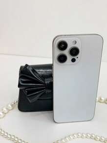 Girls' Bowknot Mini Crossbody Bag With Pearl Chain - 822#Black - View 7