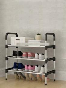 1pc Compact Metal Shoe Rack, Space Saving Shoe Organizer, Simple, Sturdy, Fashionable, Easy To Assemble And Disassemble, Portable, Suitable For Living Room, Bedroom, Entryway, Office, Home, Multi-Layer Storage, Holiday Gift - Multicolor - View 15