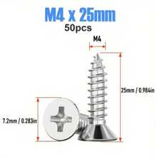 Tornillos autorroscantes de cabeza plana de acero inoxidable A2 M4 (4 mm), con cabezal Torx, para bisagras de gabinete, clavos, de alta resistencia y reforzados, adecuados para el hogar, trabajo en madera y proyectos de bricolaje