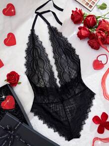 Nuevo mono sexy con escote en V profundo y encaje, de perspectiva y espalda descubierta, un conjunto de ropa interior sexy tipo body para mujeres