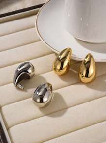 1pair 925 Sterling Silver Water Drop Shaped Women's Stud Earrings, Fashionable And Versatile Jewelry Gift For Women