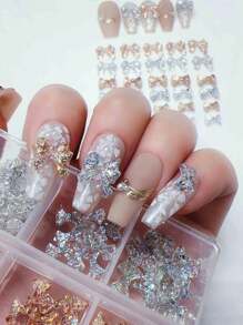 6 种款式 DIY 美甲金银闪光蝴蝶结，10 件/款 - 彩色 - 查看 3