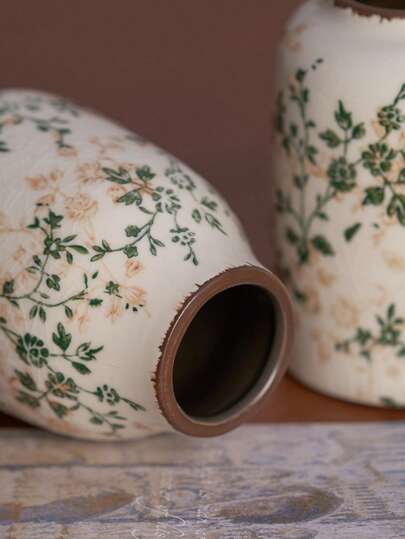 1pc made Vintage Crackle Glaze Ceramic Mini Flower Vase Rustic Farmho Bloemen Centerpiece crafted Ice Crack, Bohemian Living Room Dried/Fresh Display, Room, Study, Office Desk, New Chinese Zen Zachte Furnishing view 4