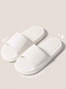 4-Season Men's Fashion Casual Slippers, New Striped Design, Simple White EVA Material, Flat, Comfortable, Anti-Slip, Odor Resistant, Quick Drying Indoor/Outdoor Beach Couple Slippers