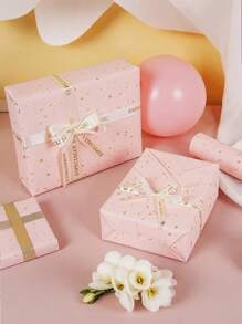 1卷哑光金属质感包装纸，浅粉色纸屑图案，适用于婚礼、万圣节等场合，也可用作礼品包装纸。适用于婚礼、情人节、生日、圣诞节、DIY花束、金属质感圣诞礼品包装、DIY圣诞装饰等。纯色图案，哑光包装纸，万圣节、感恩节、秋季、冬季皆宜。