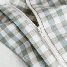 Light Blue Gingham Duvet Cover Queen 100% Washed Cotton Blue Plaid Duvet Cover Set 3 Pieces 1 Blue Grid Duvet Cover With Zipper Ties 2 Pillow Cases Luxury Gingham Plaid Bedding Set Breathable - Green Gingham - View 3