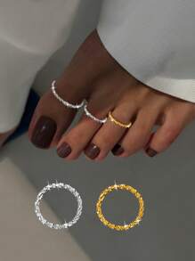 1 PC S925 Sterling Silver Sparkling Foot Ring, Sparkling Milky Way Beach Foot Ring For Women, Starry Sky Circle Toe Ring The Best Gift For Girlfriend, Mother, Sisters - Toe Rings - View 1