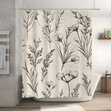 Waterproof Vintage Farmhouse Botanical Bliss Shower Curtain - Machine Washable, Farmhouse Print With Hooks, Suitable For All Seasons Home Bathroom Decor