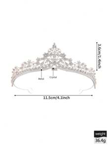 1pc Rhinestone Decor Tiara Headband, Suitable For Party, Birthday, Wedding