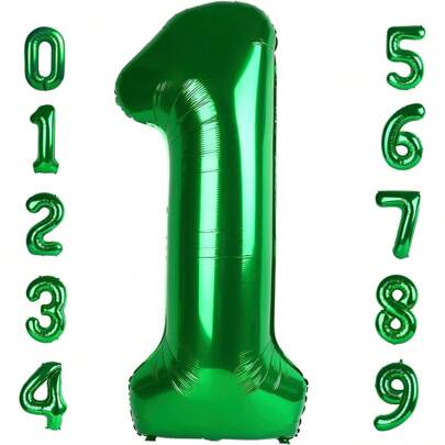 1pc 40 Inch Green Digital Foil Balloon, Large Size For Birthday, Anniversary, Party Decoration