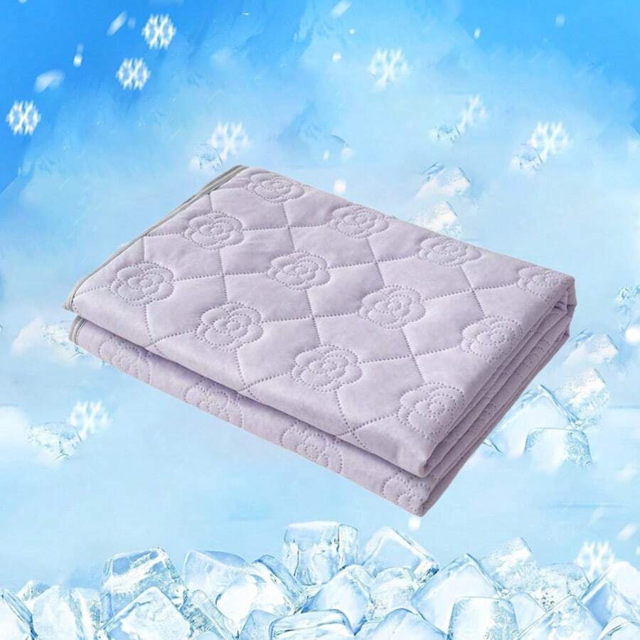 1pc Cooling Silk Summer Quilt Ice Cream Solid Color, Air Conditioning Blanket, Suitable For Use In Air-Conditioned Rooms, Dorms, Bedrooms, Bedding Decor, Holiday Gift - Purple Gray - View 1