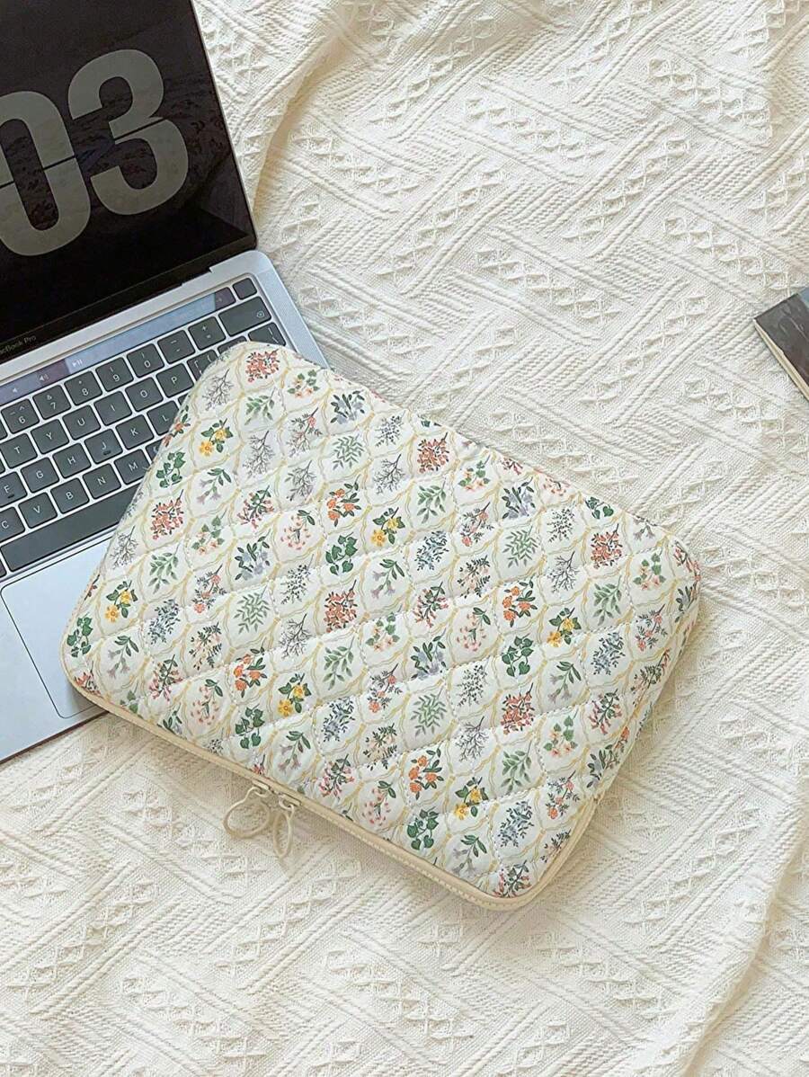 Fashionable, Simple, And Sweet, Printed IPad Bag, Laptop Bag, Notebook Storage Protective Case, Suitable For 11-Inch/13-Inch IPad, Laptop Storage, Ideal For Commuting, Business Trips, And The Top Choice For Gifts For Friends And Colleagues. - Green - View 1