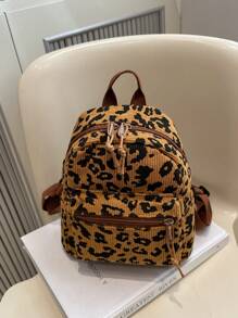 Fashion New Women Leopard Print Backpack - Brown - View 5