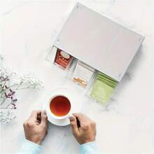 1 pièce Organisateur de tiroir de cuisine empilable pour sachets de thé et dosettes de café - Solution de rangement en plastique, design gain de place, accès facile, convient pour l'organisation de la maison, paniers, bacs et contenants