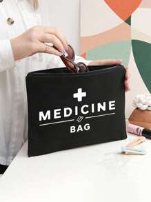 1pc Nurse Themed Cosmetic Bag Printed With Letters "Medican Bag" And Pill Pattern, Drug Storage Bag,Casual Style,Medical Staff Storage Bag, Thermometer Graphic Print, Hand Washable - Ideal For Medicationsuitable For Beaches, And Holidays, Camping, And Road Tripscosmetics Bag,Gifts For Friends And Teachers, Home Essentials, Bathroom Storage Bag,Mother's Day Gifts, Nurses' Day Gifts, Teacher Gifts - White - View 5