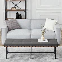 MINPINSER - Banco de zapatos para entrada, banco de extremo de cama, banco para recámara, banco de piel moderno para sala de estar, asiento de banco de entrada, banco acolchado con estante de metal