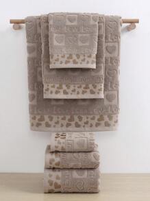 QIBHI 1/2/3/9件装提花心形浴巾/洗脸巾，柔软吸水，浴室装饰，情侣、派对、情人节礼物，多种尺寸可选，适用于美容院、家庭浴室、酒店、运动场所、家居用品、毛巾、护肤浴巾 - 卡其色 - 查看 4