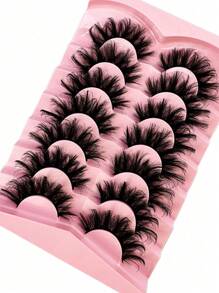 HBZGTLAD 7 Pairs Faux Mink Lashes Multipack Mink Lashes Fluffy False Eyelashes 22mm Full Wispy Lashes 8D Volume Curly Fake Eyelashes - Màu xanh lam - Xem 3