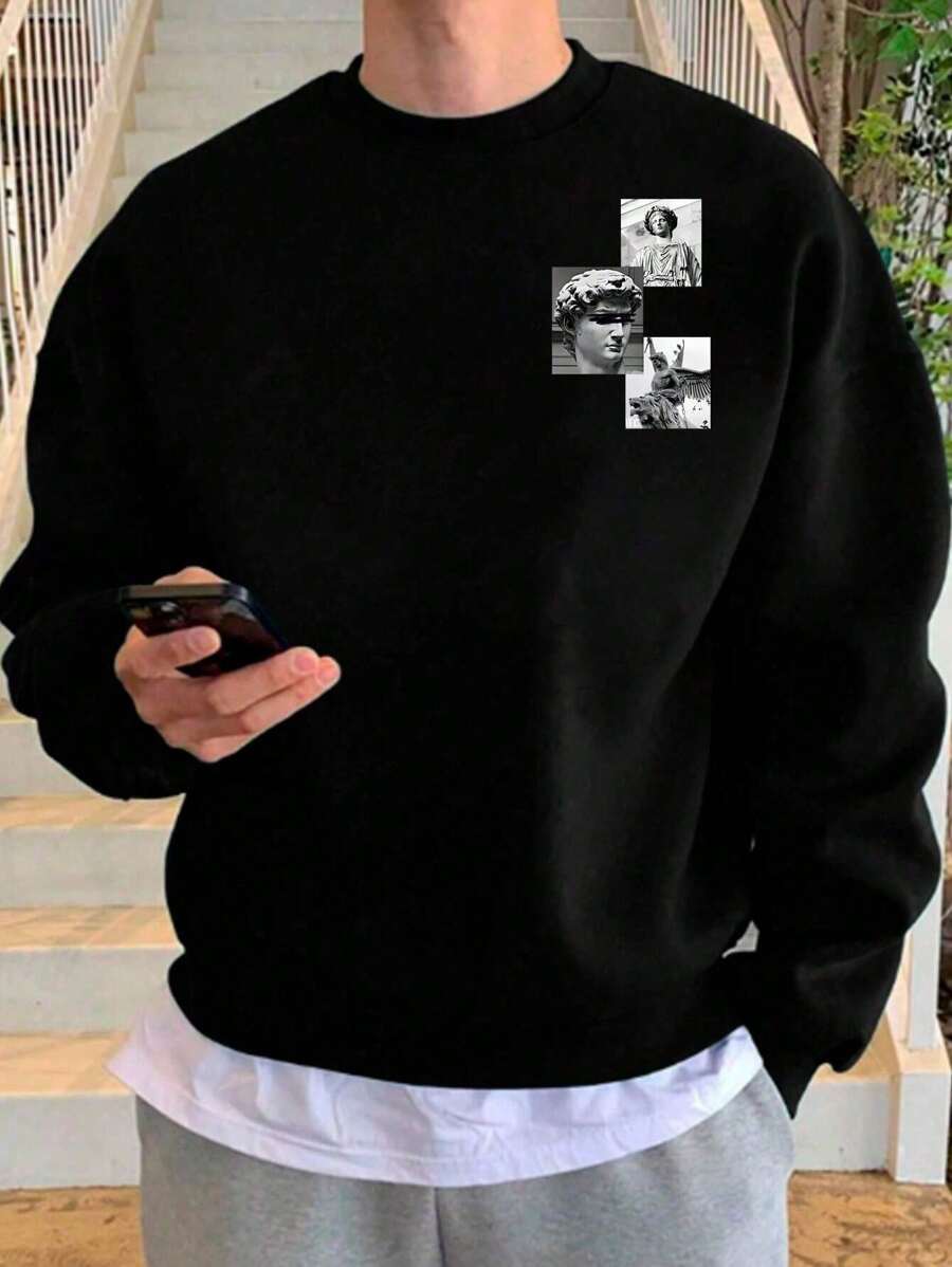Greece Sculpture Sweatshirt Unisex Cotton - màu đen - Xem 1