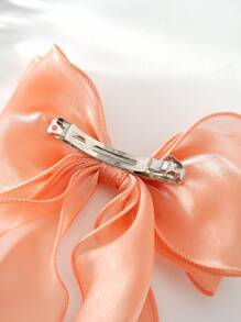 1pc Oversized Iridescent Chiffon Bowknot Ribbon Hair Clip Hairband For Girl