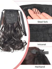 Pinzas para cola de caballo con lazo, peluca artificial y peine para cabello ondulado para el Día de San Valentín, extensiones de cabello rizado para niños