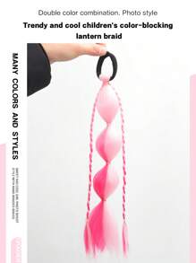 Peruca de Bolhas Colorida Sintética de 12 Polegadas para Crianças, Rabo de Cavalo Trançado Ombré, Cabelo Cacheado, Rabo de Cavalo de Bolhas Colorido, Halloween - Multicolorido - Visão 6
