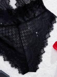 Nuevo mono sexy con escote en V profundo y encaje, de perspectiva y espalda descubierta, un conjunto de ropa interior sexy tipo body para mujeres