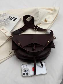 2pcs/Set Women's New Solid Color Soft Fabric Fashion Casual Adjustable Shoulder Strap PU Lightweight Shoulder Crossbody Bag