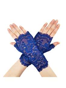 D EXCEED 1/2 件女士短款蕾丝手套露指新娘腕手套歌剧晚会婚礼茶会舞会角色扮演