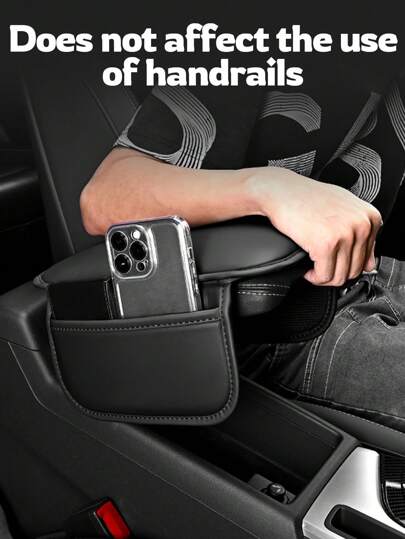 1pc Simple Solid Color Car Armrest Storage Mat