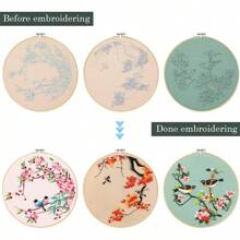 Santune Embroidery Kit,3 Sets Cross Stitch Kits For Beginners,Needle Point Needlepoint Kits For Adults With Cute Flowers And Clear Instructions - Cut Bird Series - 查看 4