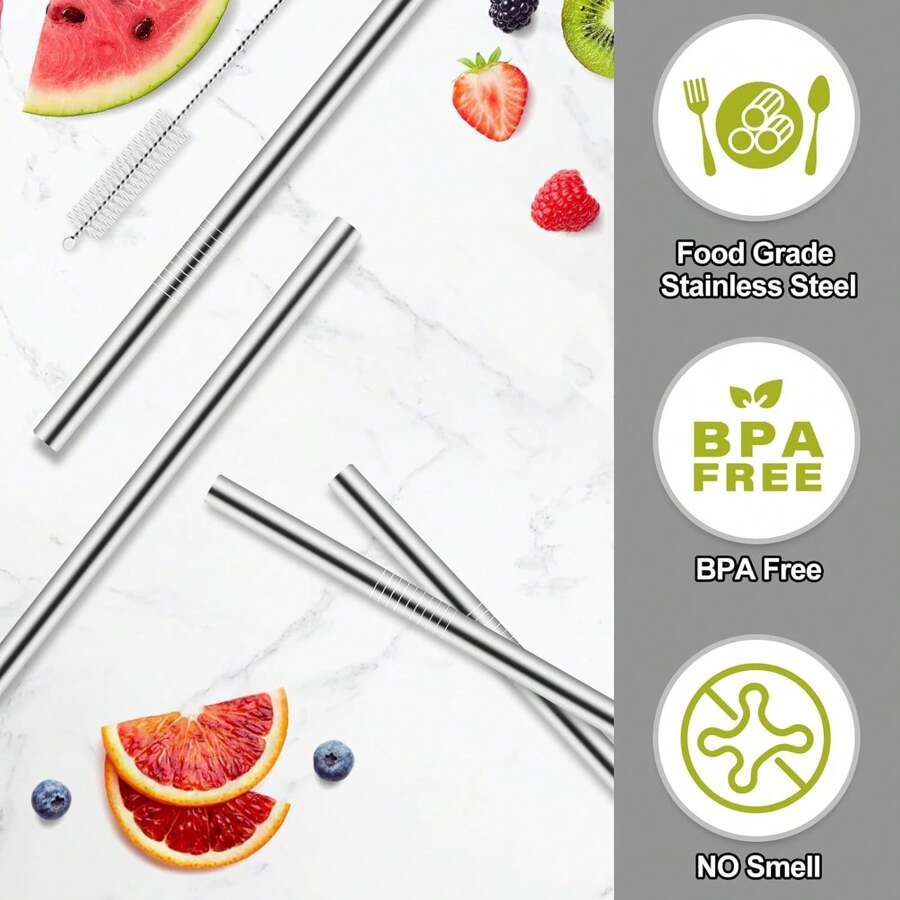 Pajitas de metal de repuesto para botellas de agua de 16 oz/24 oz 32 oz/40 oz, con 1 limpiador de pajitas, pajitas reutilizables de acero inoxidable compatibles con botellas de agua - 2/4/6 piezas - Pajitas de acero inoxidable Owala - Ver 1