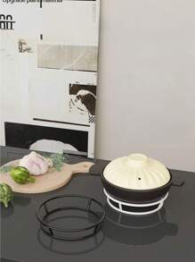 厚实坚固的锅架，2 层厨房储物架，耐热圆形锅架