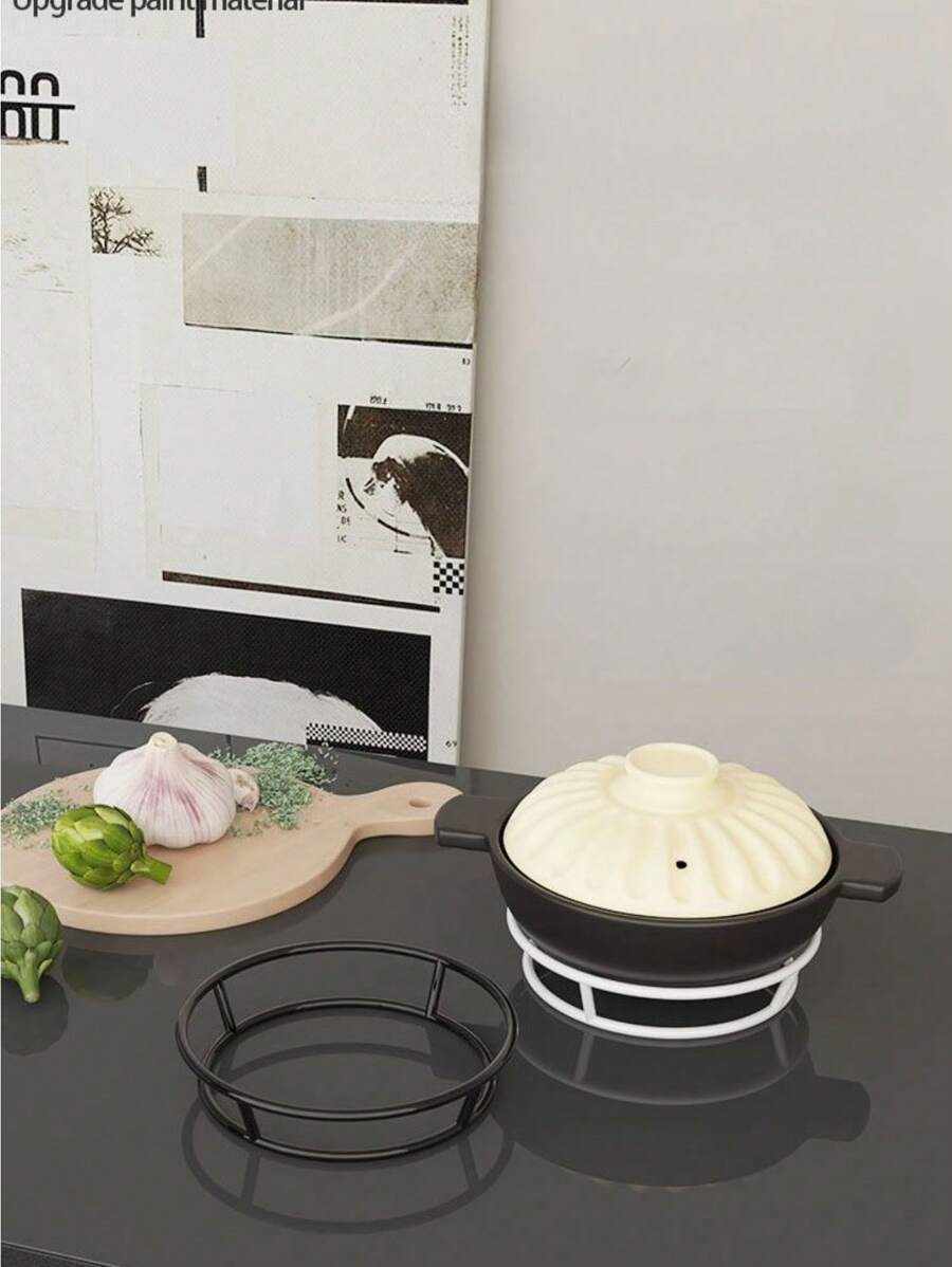 厚实坚固的锅架，2 层厨房储物架，耐热圆形锅架