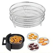 Stainless Steel Air Fryer Accessories Set - Stackable Baking Pan And Cooling Rack Basket Set, Baking Utensils, Oven & Air Fryer Friendly Cooking Trays, Multiple Styles Available, Perfect For Healthy Holiday Baking