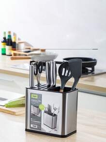 Multi-Grid Stainless Steel Kitchen Utensils And Tableware Finisher, Knife, Fork, Spoon, Chopsticks Rack, Kitchen Utensils Rack And Kitchen Countertop Drainage Rack. - Multicolor - View 2