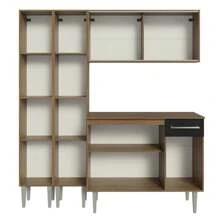 Cocina integral completa modular Madesa Emilly 169cm color marrón y negro 10 con gabinetes y alacena diseño moderno muebles de cocina equipada para hogar - Marrón y negro - Ver 9