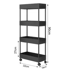4 Tier Multipurpose Kitchen Storage Cart #0803 - White - View 9