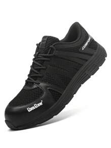 轻便透气树脂钢头防砸安全鞋，劳保鞋，网眼工作鞋，男女四季通用 - 全黑 - 查看 9