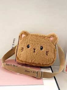 Borsa a tracolla piccola e diagonale per bambini, stile carino e alla moda Harajuku, con motivo a gatto