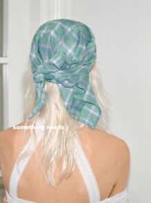 1pc Unisex Plaid Striped Embroidered "Something" Graphic Bucket Hat, Versatile Sun Hat, UV Protection, Suitable For Hiking, Cycling, Casual, Beach, Vacation, Daily Use - Style 1 - View 3