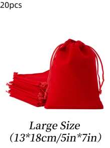 10/20pcs Velvet Bags With Drawstring, Velvet Bags Christmas Wedding Jewelry Bags Red Gift Bags Party Gifts Festival Supplies, Suitable For Gift Packaging, Suitable For Various Festival Parties, Mother's Day Gifts (3 Inches * 4 Inches)